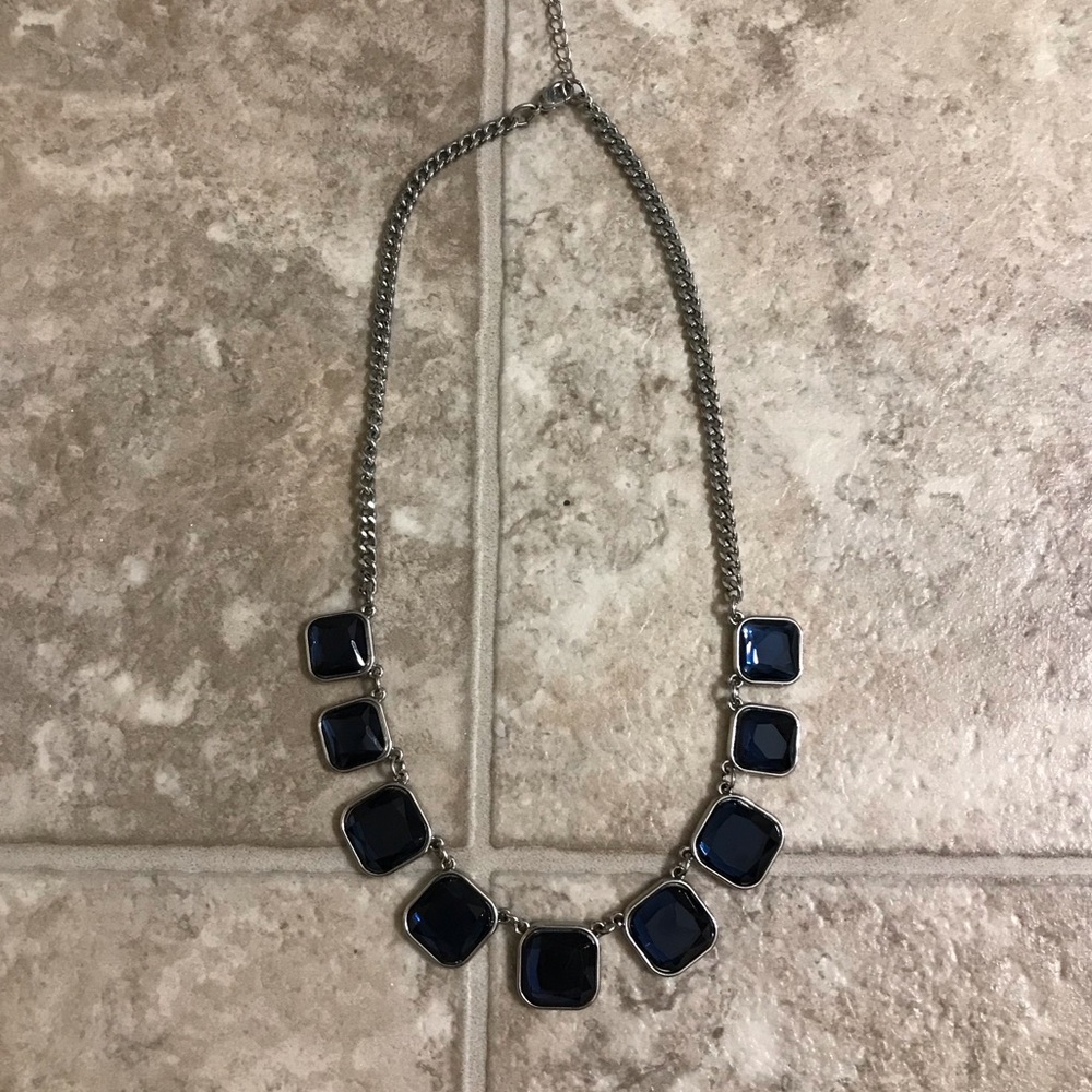 Navy block necklace.